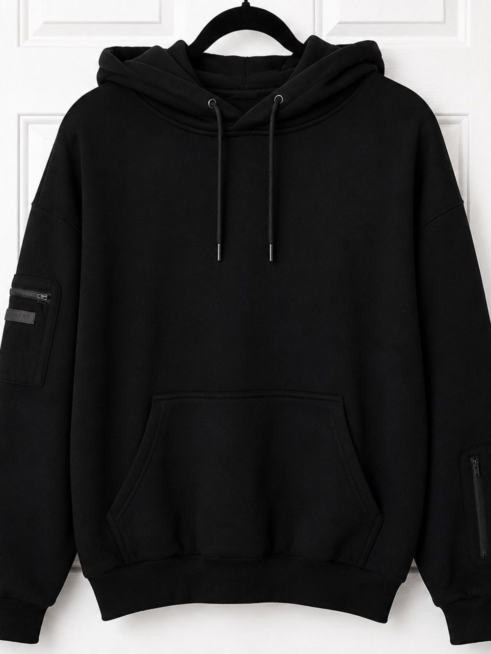 Men's Black Hooded Pullover Sweatshirt - Classic Casual